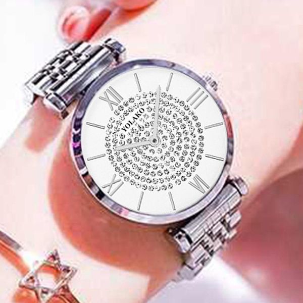 

wristwatches 2021 women silver watches luxury dress stainless steel crystal quartz relogio feminino reloj, Slivery;brown