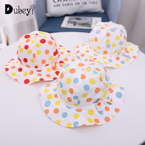 

6-24months kids girl hat dot print baby bucket cotton fisherman hats summer toddler girls panama sun cap caps &, Yellow