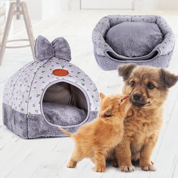

pet bed house for dogs cats warm dog nest with mat soft travel kennels puppy chihuahua winter cat & pens