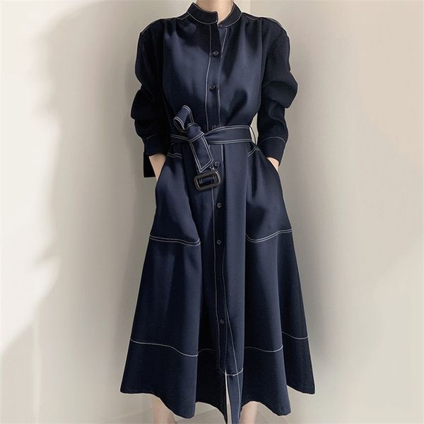 

spring girls dress women blue long sleeve womens es female vintage party boho robe femme vestido autumn 210423, Tan;black
