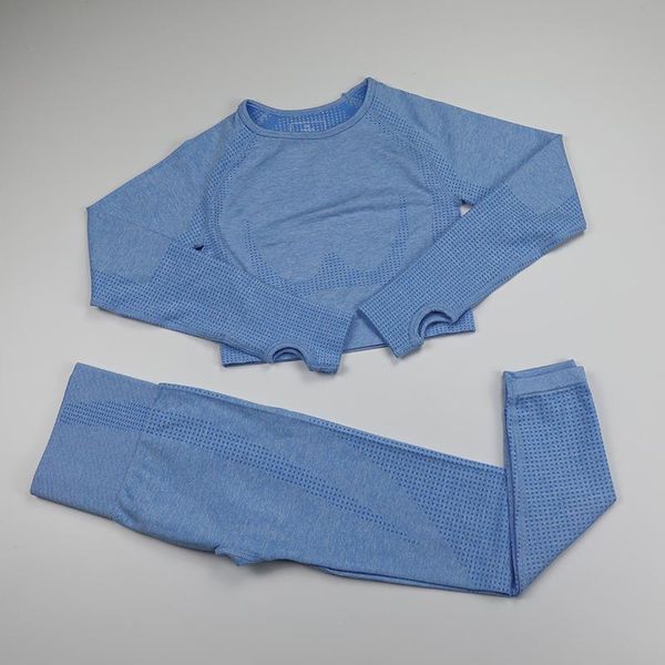

yoga outfit long sleeve set women sports wear vital seamless crop fitness leggings tracksuit female running workout clothes