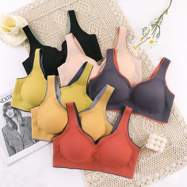 

bras for women latex push up bralette seamless comfort bra underwear bh brassiere plus size gathers -proof pad, Red;black