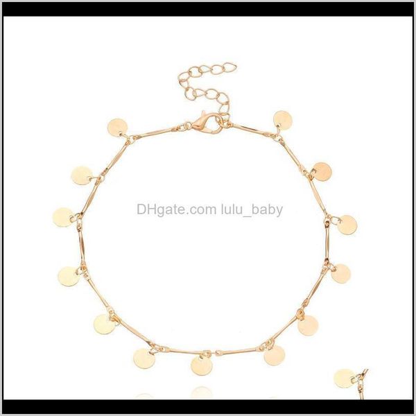 

jewelry drop delivery 2021 europe and america ornament geometry alloy straight wafer beach anklets female summer fashion style foo jd0jz, Red;blue