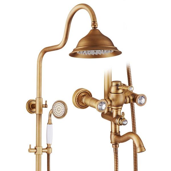 

all copper faucet retro household shower set bathroom antique and cold rain head sets