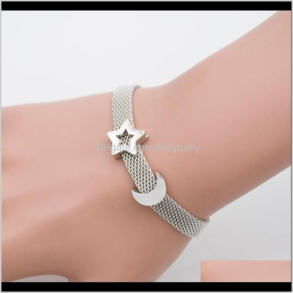 

bracelets jewelry drop delivery 2021 mingshang sier plated hgih quality panhome reflexions mesh bracelet star and moon womens charm gift lin, Black