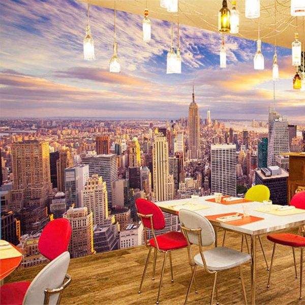 

wallpapers custom 3d wall mural po wallpaper modern city landscape sunset cloth living room restaurant background covering 3 d