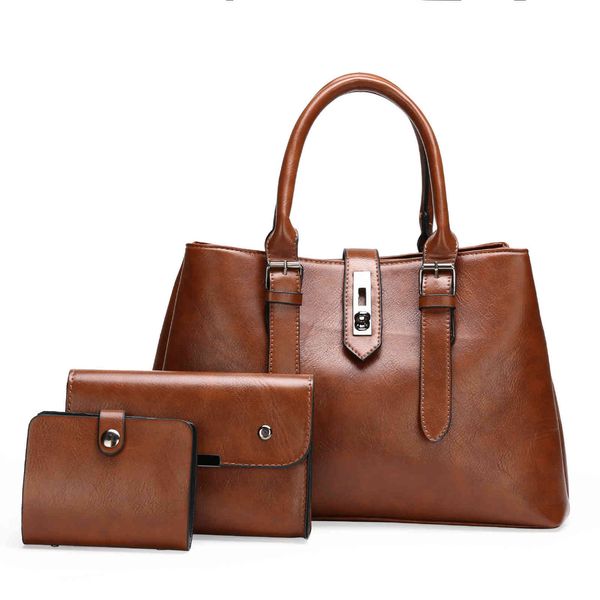 

2021 three piece atmospheric hand single shoulder rectangular messenger square large capacity temperament bag