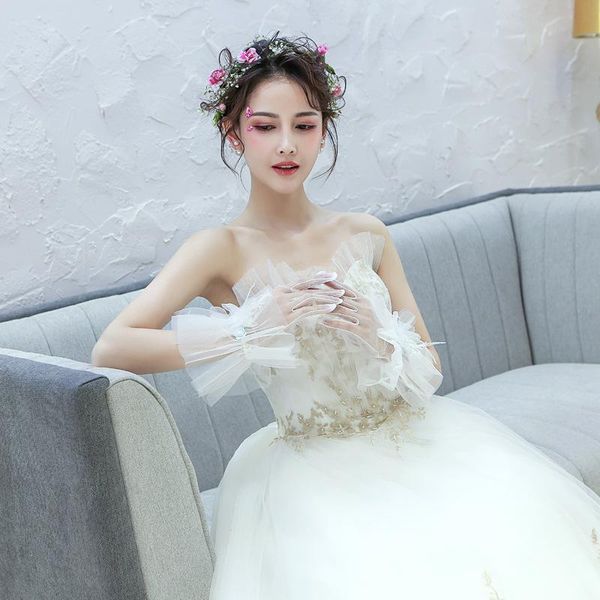 

bridal gloves wedding blue flower short spring, summer, autumn and winter, White