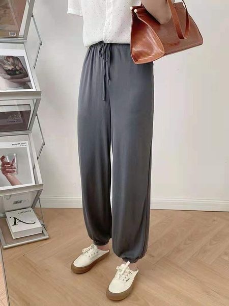 

women's pants & capris 2021 korean fashion pants, summer wide-leg silk high-waist casual clothing, Black;white