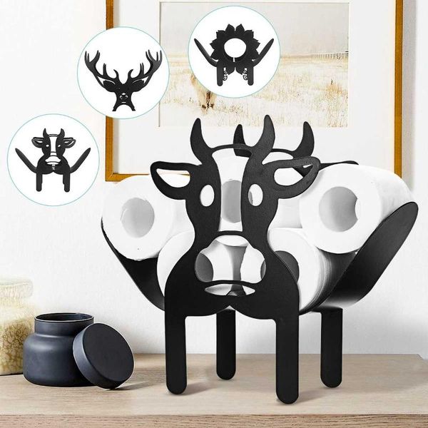 

home iron roll paper towel holder black flower/cows crafts bathroom rack ornaments toilet kitchen storage holders