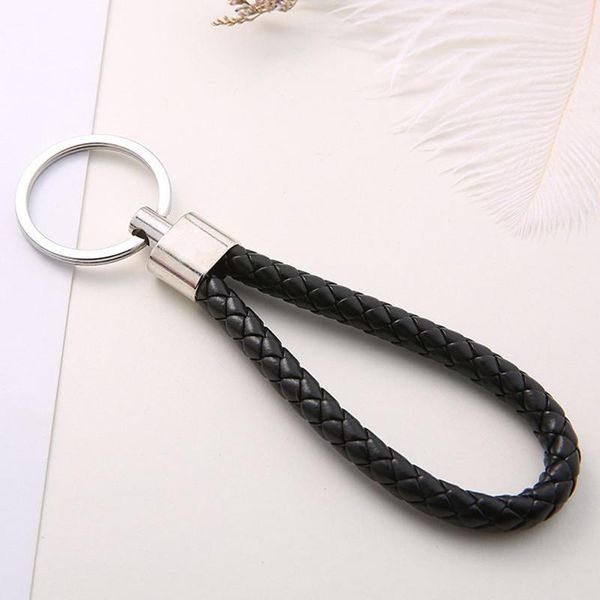 

keychains keychain-leather braided key chain-black gold charm ring-car handbag pendant-jewelry making-diy, Silver