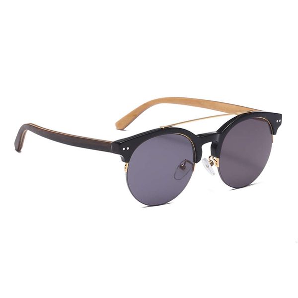 

highend accessories bt selling half acetate sun glass with wood templ men style sunglass, Black
