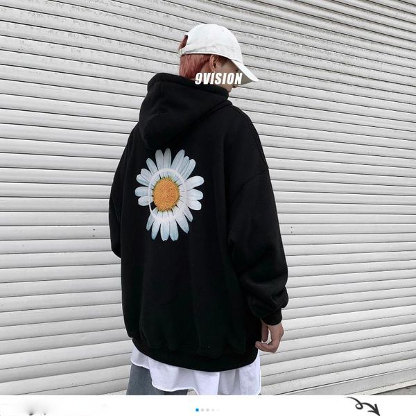 

men's hoodies & sweatshirts men 2021 winter loose hooded mens harajuku thicken warm coat male oversize pullovers sweatshirt, Black