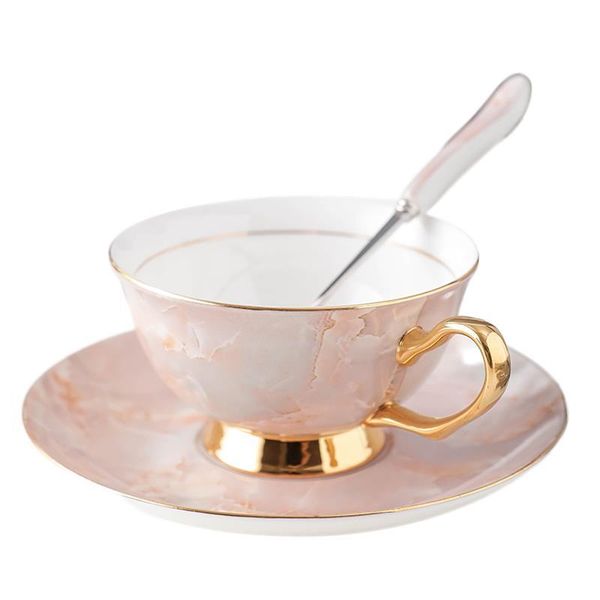 

250ml british cup pink marble ceramic coffee with saucer set afternoon mug water teacup drinkware decoration gift mugs