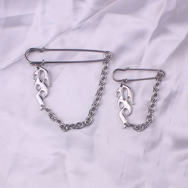 

tze flame chain size s personality fashion jewelry hip hop rooches denim flame chain brooch size personality fashion pin pin jewelry hip ho, Gray