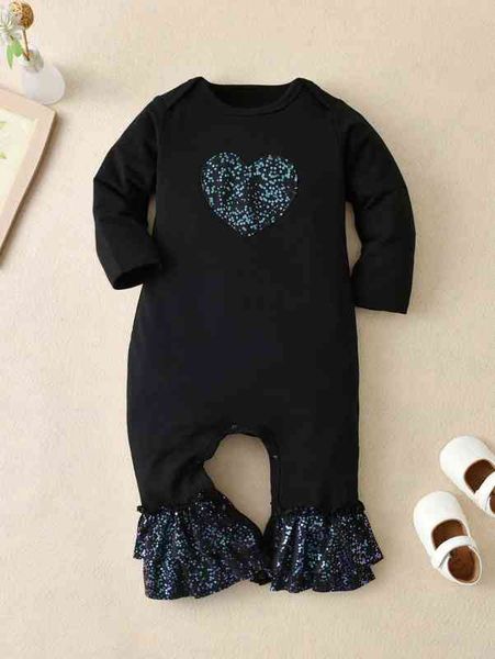 

baby heart patched layered ruffle hem jumpsuit she, Blue