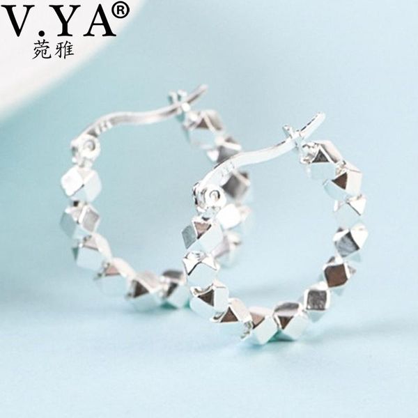 

hoop & huggie v.ya 925 sterling silver fashion irregular movable bead earrings thai engagement vintage fine jewelry, Golden;silver