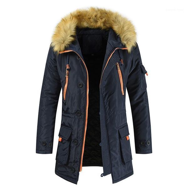 

long men's parkas casual loose cotton winter padded parka russia man coat big pockets medium-long thick snow jacket down &, Black