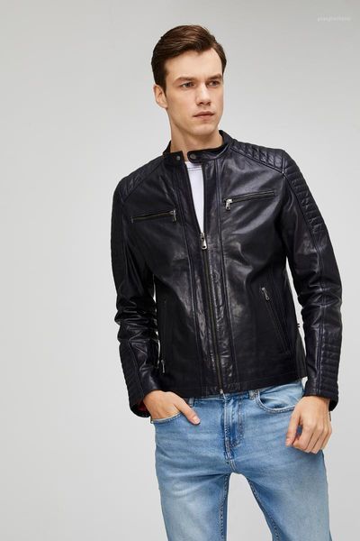 

men's leather & faux black geniune jacket
