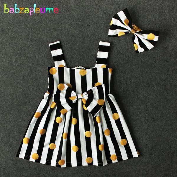 

babzapleume summer style born dresses for girls clothes stripe dot sleeveless baby dress+headband infant clothing sets bc1469 girl's, Red;yellow