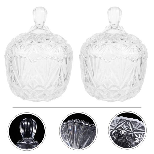 

storage bottles & jars 2pcs glass transparent candy jar household dried canister with lids