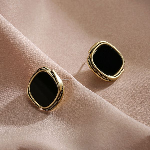 

simple earrings s925 silver needle earrings female niche design geometric earrings temperament gentle french, Golden