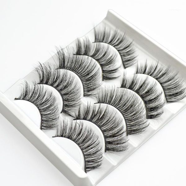 

5pairs mixed styles false eyelashes 3d mink hair wispy full volume natrual lashes feathery flared variety pack lashes1