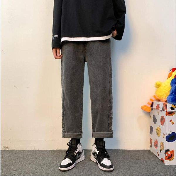 

spring trend retro washed jeans men's korean student casual pants, Blue
