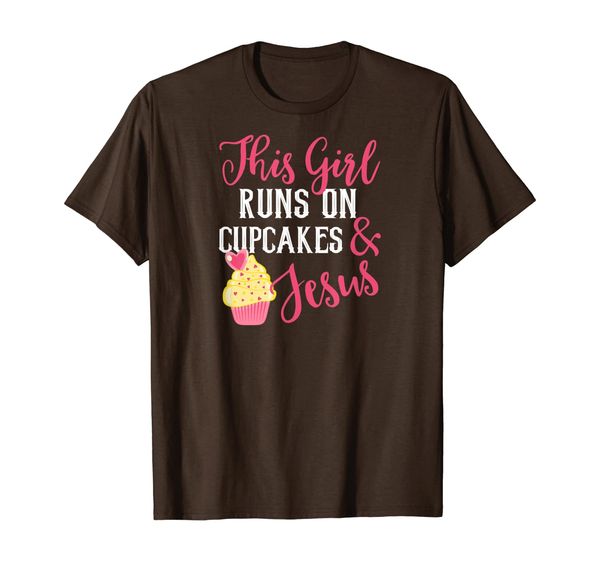 

this girl runs on cupcakes jesus - religion t shirts, White;black