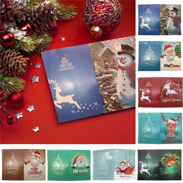 

greeting cards diamond painting christmas cartoon mini santa claus merry paper postcards craft diy kids festival greet