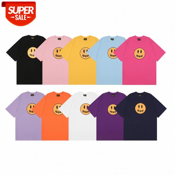 

drew basic smiley print oversized version of bieber star with short sleeve t-shirt #dp44, White;black