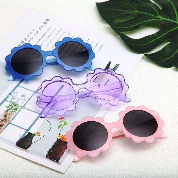 

sunglasses 2021 kids fashion pink children shades round glasses baby vintage cute flower sun boys girls eyewear oculos, Blue