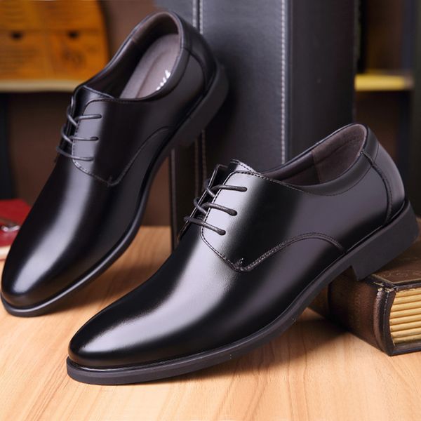 

men's shoes four seasons classic men's busins drs leather trend british leisure low top, Black