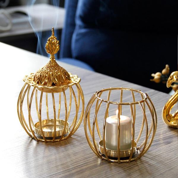 

fragrance lamps golden metal incense burner european-style deskaroma diffuser decoration ornaments wax melt holder