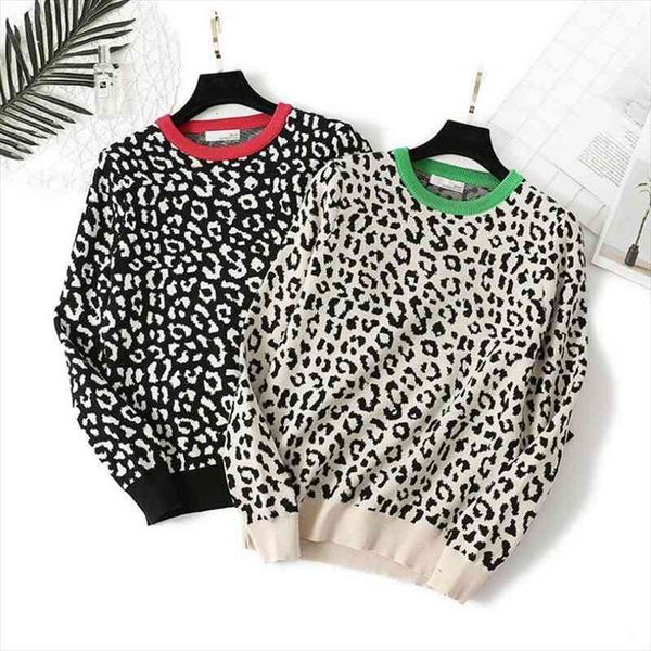 

leopard women o neck sweater autumn winter thick warm pullovers soft female jumper knitwear outfits pull, White;black