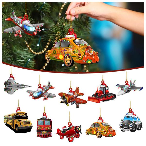 

christmas decorations pendant wooden transportation ornament tree puppy year festive party supplies room decoration