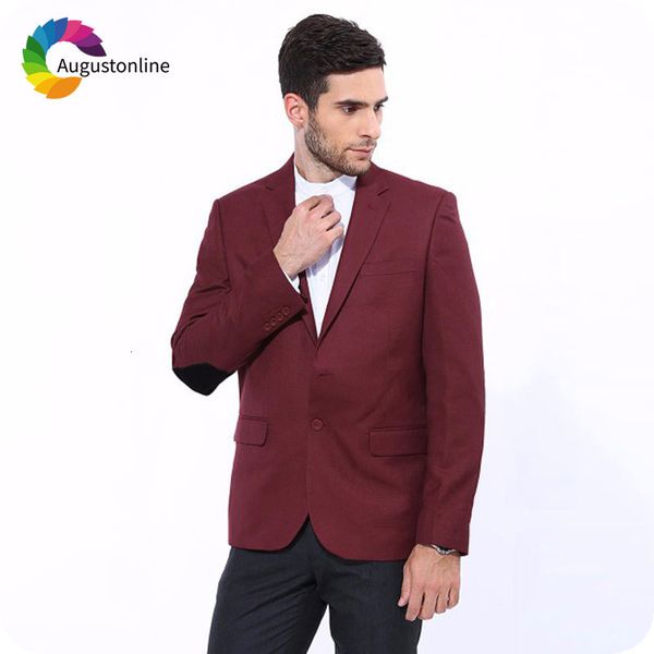

men's suits & blazers black elbow patch custom made burgundy classic suit casual 2 piece jacket pants slim fit terno masculino cos, White;black