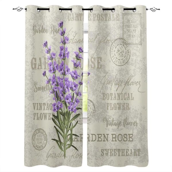 

lavender purple flowers leaves retro blackout curtain for kids room bedroom cartoon window children cortinas & drapes