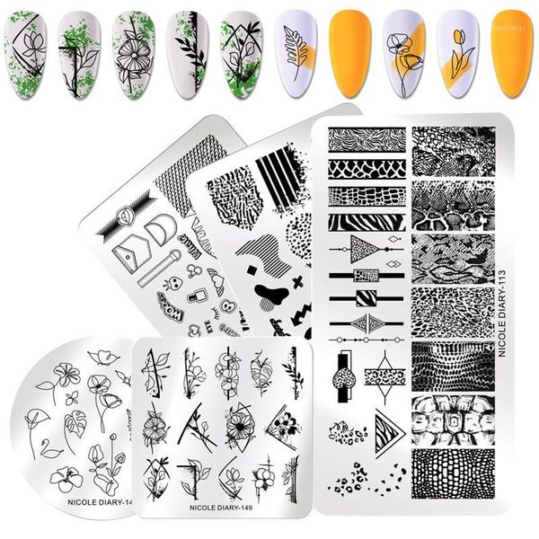 

diary rectangle nail stamping plates marble flower animals design stamp templates image printing stencil art tool1, White