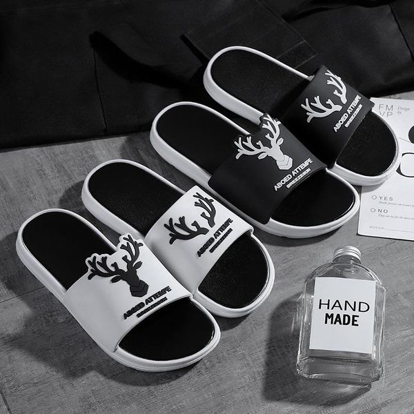 

slippers fashion for women flip flops male couple slides soft summer outdoor cartoon ladies sandals zapatos hombre, Black