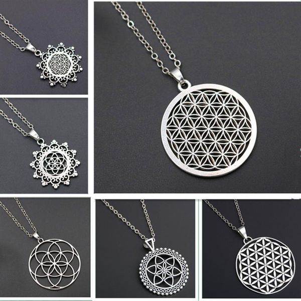 Kolye Kolye Çiçek Hayat Charms Mandala Mercaba Ruhu Dijital Gizli Charm Moda Spor Yoga DIY Metal Kolye 1 adet