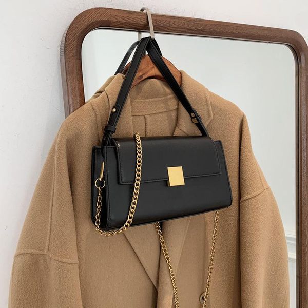

shoulder bags black texture women's small bag spring 2021 single messenger wild chain personality square
