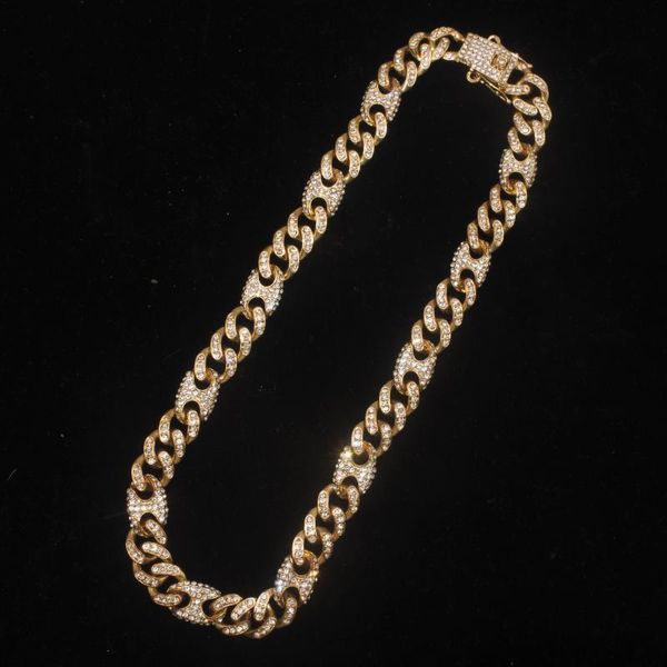 

chains man hip hop iced out bling pave rhin stones chain necklace fashion cz miami cuban necklaces hiphop for jewelry, Silver