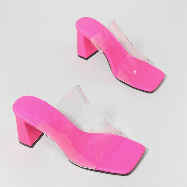 

transparent slippers women high heels sandals summer pvc clear jelly shoes open toe ladies outdoor slides big size flip flops, Black