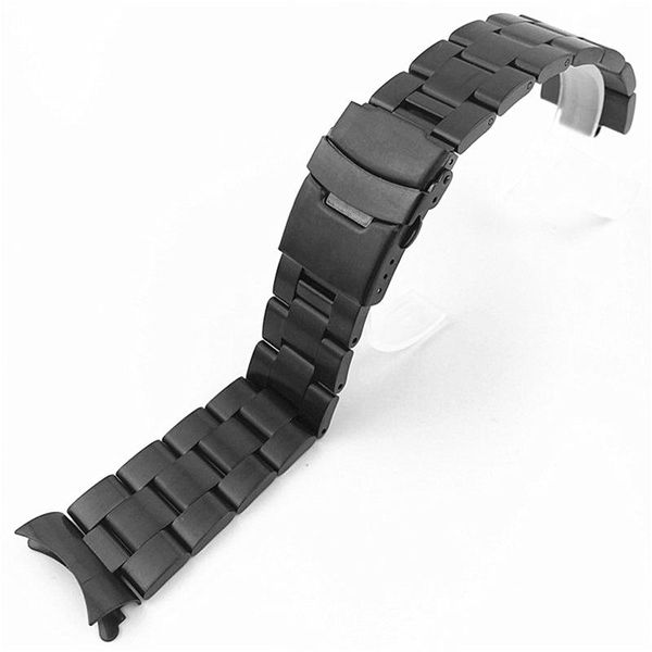 

watch bands 20mm 22mm stainless steel band bracelets curved end replacement for skx007 skx009 skx011 black silver watchband, Black;brown