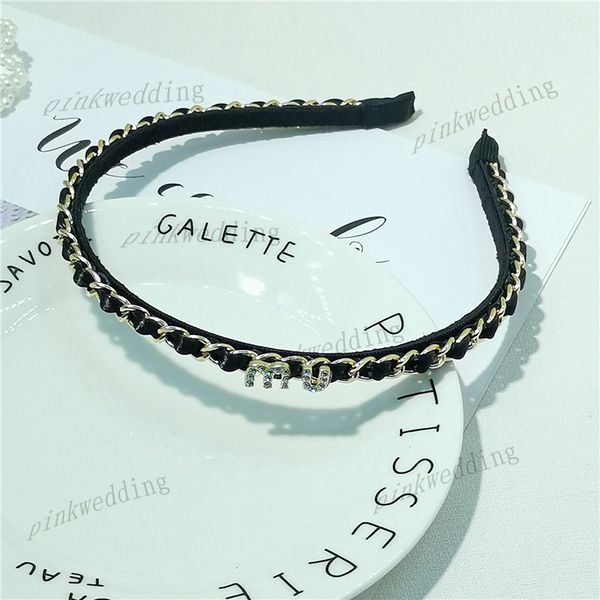 

metal chain splicing headband crystal letter headdress simple versatile thin edge hair hoop festival gift for women, Silver