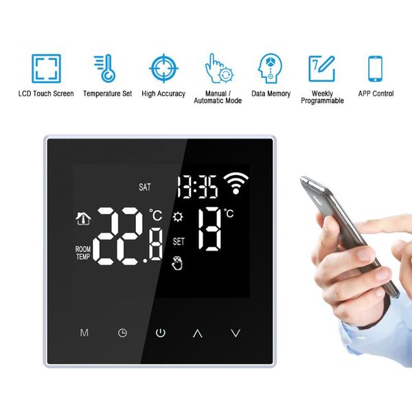 

smart home control temperature controller for electric floor heating water/gas boiler with lcd screen wifi thermostat app