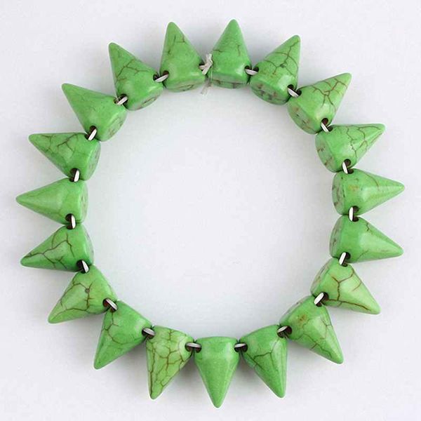 

beaded, strands sunyik 1lot (5pc) green howlite stone stud rivet spike bead bracelet bangle wristband, Black