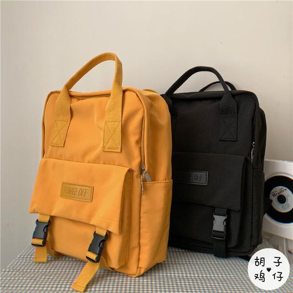 

vintage girl schoolbag female korean version ins hyuna style solid color retro simple student backpack