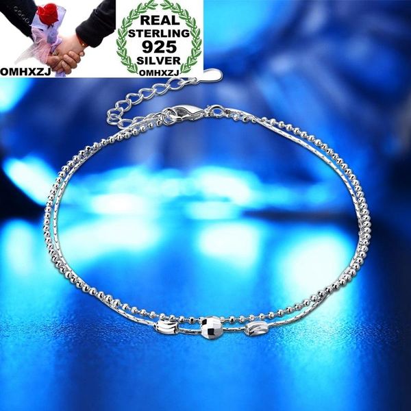 

anklets omhxzj wholesale european fashion woman girl party birthday wedding gift vintage beads two lines 925 sterling silver anklet jl10, Red;blue
